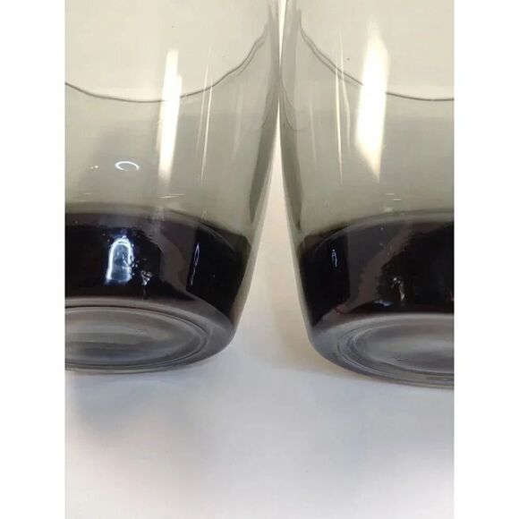 Vintage Gray Smoked Glass Rocks Glasses Set of 4 Thick Heavy Bottom 4" Tall - Picture 8 of 13